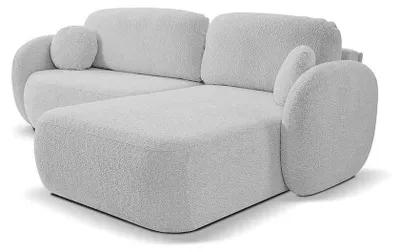 Immagine prodotto di Divano angolare con funzione letto e spazio contenitivo, modello Olemo, finitura: vernice effetto polvere di acciaio