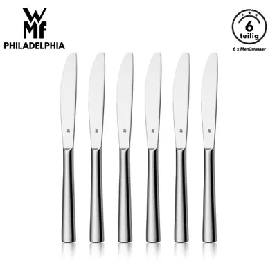 Produktbild von WMF Philadelphia Menümesser 6-teilig, Cromargan® Edelstahl, geschmiedete Klinge, spülmaschinenfest, Tafelmesser, Messerset, Messer, Besteck set