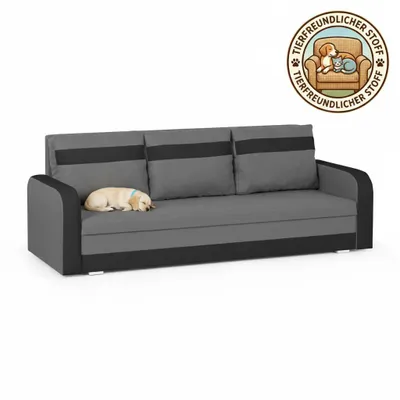 Produktbild von 3-Sitzer-Sofa mit Schlaffunktion CONDI - Hellgrau/Schwarz