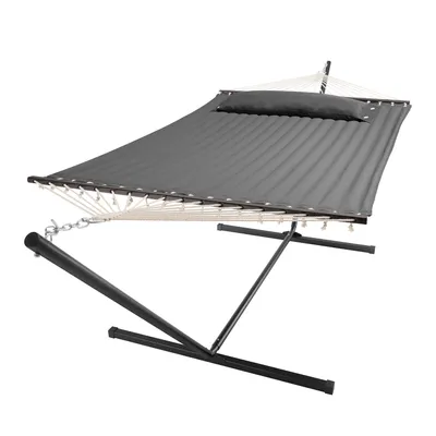 Zdjęcie produktu dla Huśtawka ogrodowa 25591, hamak, ze stelażem, z poduszkami, antracyt, 360 x 140 x 115 cm