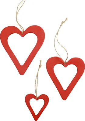 Produktbild von Holzherzen Deko Rot Hänger Set Weihnachten Valentinstag 16 Stück