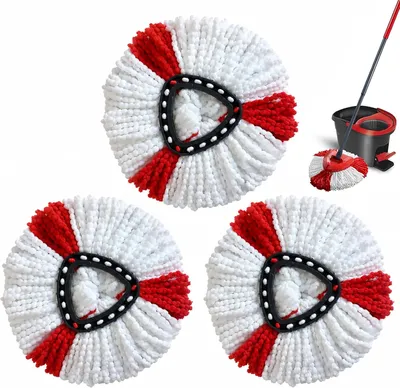 Produktbild von 3 Stück Ersatz-Wischmopptücher - für O-Cedar/Vileda Triangle Mop Heads - Microfibre - Wiederverwendbare - EasyWring Spin Mop - für Vileda