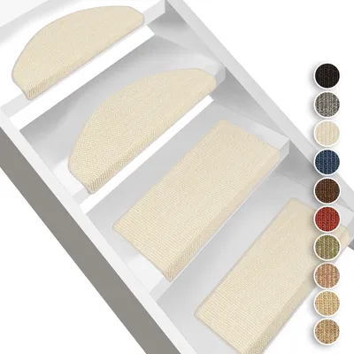 Sisal-Stufenmatte Pure Nature Halbrund Elfenbein 23,5 x 65 cm