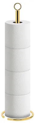 Productafbeelding van Toiletrolhouder toiletpapierhouder - Staand vrijstaand - Metaal - Chroomgoud - 4 rollen