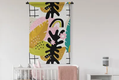 Produktbild von MuchoWow® Wandteppich Wandbehang Blatt - Muster - Dschungel 90x135 cm Tapisserie Dekoration Wandtuch - Baumwolle - Wandskulptur