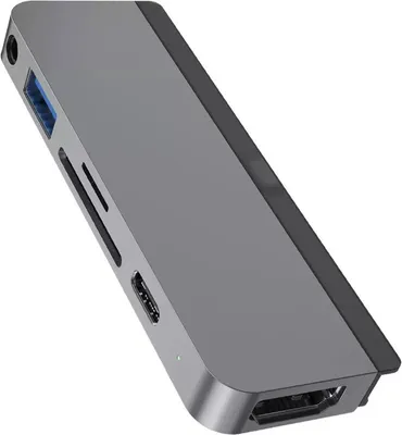 Produktbild von HYPER HD319B, USB 3.2 Gen 1 (3.1 Gen 1) Type-C, Grau, MicroSD (TransFlash), SD, 3.5mm, HDMI, USB 2.0, USB 3.2 Gen 1 (3.1 Gen 1) Type-A, USB 3.2 Gen 2 (3.1 Gen 2) Type-C, Aluminium, FCC, CE