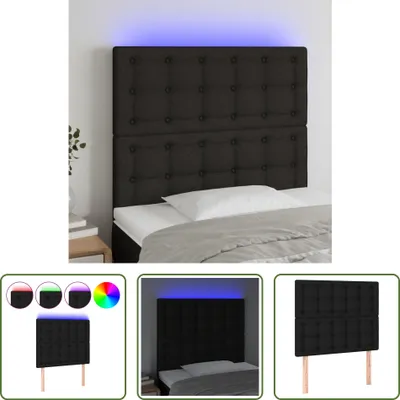 Produktbild von The Living Store LED Kopfteil Schwarz 80x5x118/128 cm Stoff