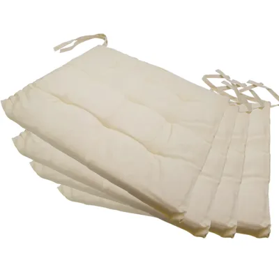 Produktbild von Stuhlkissen 40x40 cm ComfySeat - Sitzkissen mit Bändern / Schleife, 9-fache Steppung - Indoor & Outdoor, Farbe:Ecru, Set:4er Set