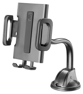 A car phone holder with a suction cup mount.