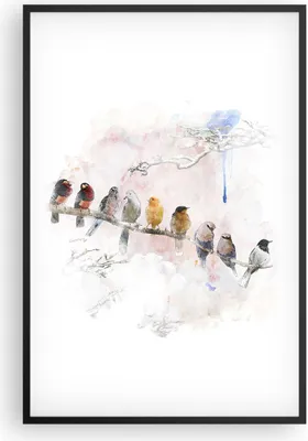Produktbild von Gerahmtes Poster - Schwarzer Rahmen - Vögel Kanarienvogel Zweig - 61x91,5 cm - Wand Bild - Wanddeko - Wandbilder - Wandposter - Bilderrahmen - Bilder - Kunstdruck - Wandbild - P2BPA61x91-4175
