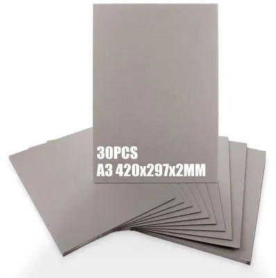 Obrázok produktu pre 30 kusov formátu A3, šedý kartón – lepenkový papier, hrúbka 2 mm