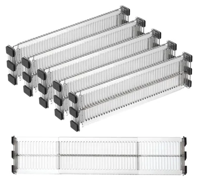 Schubladenteiler 6er-Set, verstellbar 27,5–51 cm, 8 cm hoch, schwarz