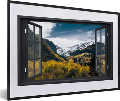 Produktbild von MuchoWow® MuchoWow® Gerahmtes Poster Aussicht - Natur - Schnee 60x40 cm - Poster mit zchwarzem Bilderrahmen - Schlafzimmer - Plakat in Rahmen - Drucken