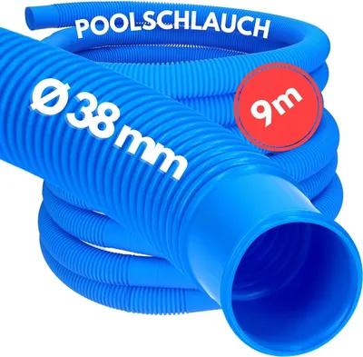 Produktbild von 9 Meter Amapool Basics Poolschlauch 38mm, blau I Schwimmbadschlauch 38 mm I Schlauch für Poolpumpe I flexibler Pumpenschlauch I Germany I Chlorbeständig I Formstabil I Trittfest