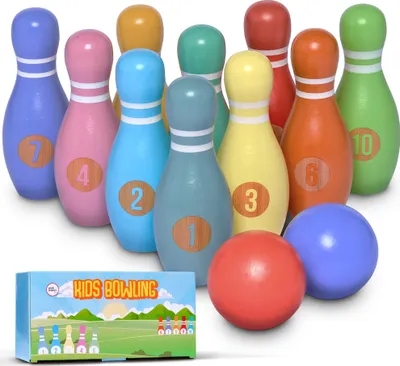 Produktbild von Pink Papaya Kegelspiel Bowling 12 teiliges Kegel Set für Kinder - Classic XL