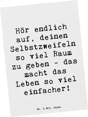 Produktbild von Mr. & Mrs. Panda Postkarte Spruch Zweifel an sich selbst - Weiß - Geschenk, Motivation, Postkarten, Persönlichkeitsentwicklung, Grußkarte, Ansichtskarte, Zitat, Mut
