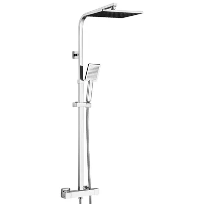 Produktbild von Auralum Regendusche Thermostat Duschsystem Chrom 25cm Kopfbrause Handbrause Verbrühungsschutz Duschset Badezimmer