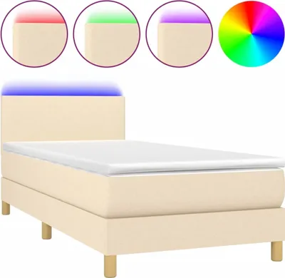 Produktbild von Boxspringbett mit Matratze & LED Creme 90x200 cm Stoff