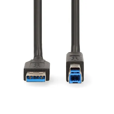 Produktbild von Nedis USB-Kabel - USB 3.2 Gen 1 - USB-A Stecker - USB-B Stecker - 5 Gbps - Vernickelt - 2.00 m - Rund - PVC - Schwarz - Box
