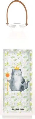 Imagen del producto de Linterna decorativa de gato rey, tamaño XL. Ideal como regalo, farol, decoración con motivos de gatos, iluminación, para el hogar, para mascotas, lámpara colgante, linterna de madera
