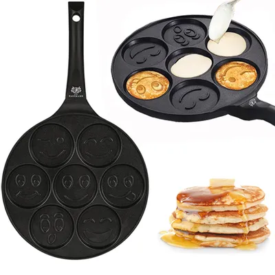 Produktbild von Pfannkuchen Ø26cm Smiley Emoji Pfanne Eierpfanne Lochpfanne Antihaft Schwarz