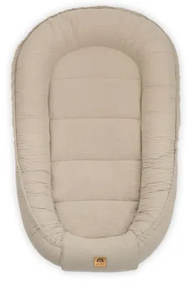 Produktbild von PIMKO Babynest Babynestchen für Baby Kuschelnest  Babykokon für Säuglinge und Neugeborene  Nestchen 60 x 90 cm 100% Baumwolle Musselin - Beige Latte