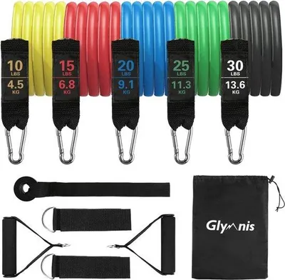 Produktbild von Famanu Widerstandsband-Set 11-teilig mit 5 Fitnessbändern - für Krafttraining und Physiotherapie
