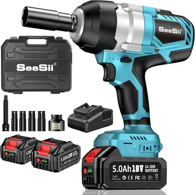 Immagine prodotto di Avvitatore a impatto - Avvitatore a impatto a batteria - Coppia massima 1400 Nm - 21 V - 2 batterie da 5000 mAh - 1750 giri/min - Attacco quadrato da 1,27 cm