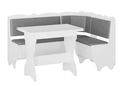 Produktbild von Eckbankgruppe 2-tlg. RHODOS 150x110 cm, grau-weiß aus Kunstleder, Sitzbank mit Stauraum, Truhenbank, Esstisch ausklappbar 59x90 bis 90x118 cm