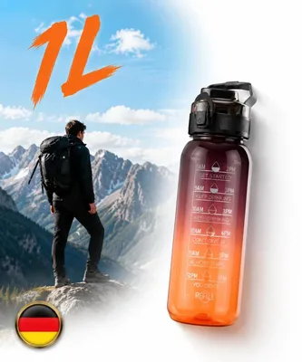Image de Bouteille d'eau, gourde Air, 1 litre, 7 saveurs, sans BPA, idéale pour les voyages