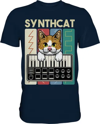 Produktbild von Modularer Synthesizer Analog Vintage Katze Wellen T-Shirt – Navy / 5XL