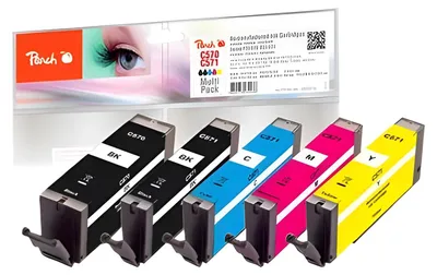 Image de Peach 0F320133 cartouche d'encre 5 pc(s) Noir, Cyan, Magenta, Photo noir, Jaune