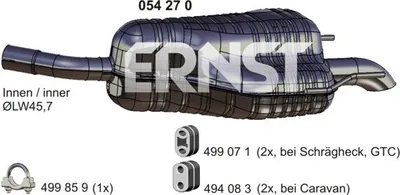 Produktbild von ERNST 054270 Endschalldämpfer für OPEL Astra H Caravan (A04) Auspuff