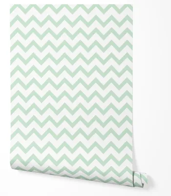 Produktbild von Vliestapete Premium Chevron Zickzack Wohnzimmer 2x2,5 Grün-Weiß