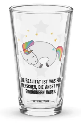Produktbild von Mr. & Mrs. Panda Glas Einhorn Nacht - Transparent - Geschenk, Einhörner, Pint, Bierglas, Tumbler, Longdrinkglas, Unicorn, Träume, Menschen, Cocktailglas