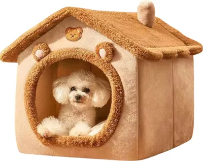 Produktbild von Hundehöhle, Hundehaus, Hundebett, Hundehütte, Katzenhaus, Tierhaus, Größe: 45*40*45 20cm, Tierhaus mit abnehmbaren Liegekissen, kuschelig & weich