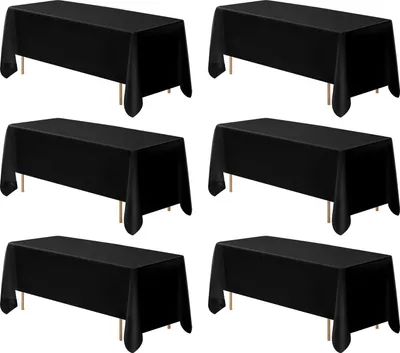 Immagine prodotto di SucceBuy 6 x tovaglia 1778x3048 mm, protezione da tavolo riutilizzabile, tovaglia in poliestere lavabile in lavatrice per matrimoni, banchetti e occasioni formali, nero