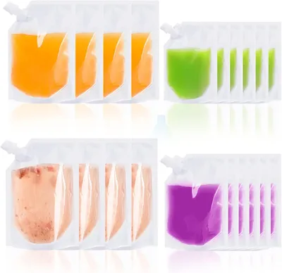 Productafbeelding van Drinkzakken voor festivals - Set van 20 - Herbruikbare plastic flesjes - Verbergbare drinkzakken voor reizen - Camping - Picknick - Feest - 250 ml