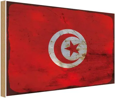 Image de vianmo Panneau en bois 30x40 cm Drapeau Tunesien Flag of Tunisia