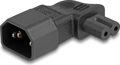 Zdjęcie produktu dla DeLOCK Zasilacz IEC 60320 - C14 do C7, męski/żeński, 2,5 A, kątowy 90°, IEC 60320 C14, IEC 60320 C7, Czarny