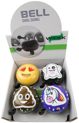 Zdjęcie produktu dla Dzwonek WIDEK "Ding Dong Emoticons" stalowy, Ø 80 mm, wyświetlacz &agrav