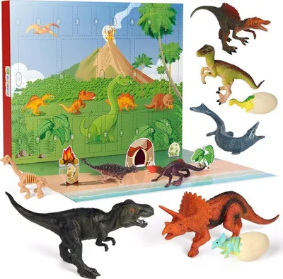 Produktbild von D-FantiX Dinosaurier Adventskalender für Kinder 24 Tage Weihnachten Spielzeug Jungen Mädchen