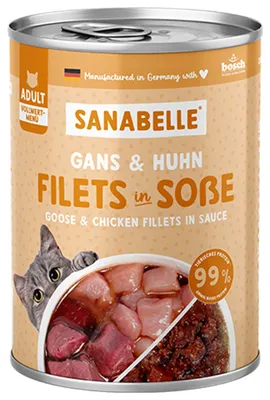 Produktbild von Sanabelle Nassfutter mit feiner Gans & Huhn, Adult, Huhn, Gans, 380 g, Getreidefrei, Ohne Soja, Ohne künstliche Farbstoffe