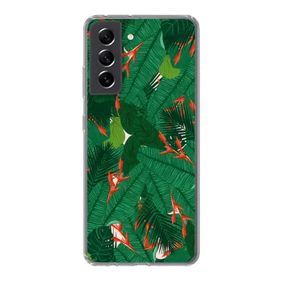 Produktbild von MuchoWow® Handyhülle Schutzhülle Hülle für Samsung Galaxy S21 FE Blumen - Blätter - Muster Silikon Softcase Handy Hülle - Mobiltelefonhülle