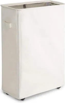 Image de Petit sac à linge pliable à roulettes - 44 L, beige