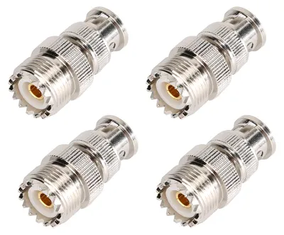 Image de 4 connecteurs BNC mâles vers prise UHF, connecteur de câble coaxial RF, adaptateur, convertisseur