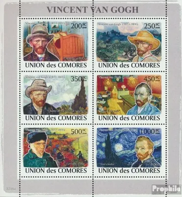 Produktbild von Briefmarken Komoren 2008 Mi 2030-2035 Kleinbogen (kompl. Ausg.) postfrisch Vincent van Gogh und Gemälde