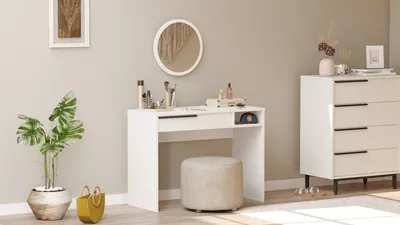 Produktbild von Skye Decor, On18-W, Schminktisch, 100 % MELAMINBESCHICHTETE SPANPLATTEN, Weiß, 100 x 44,5 x 75 cm