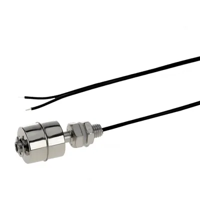 A product shot of a float switch with its cable and wires.