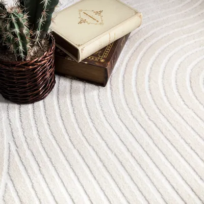 Image de Tapis Salon Chambre à coucher Poils courts Motif scandinave Arche Arc Uni 3D Dimensions 160 x 220 cm
